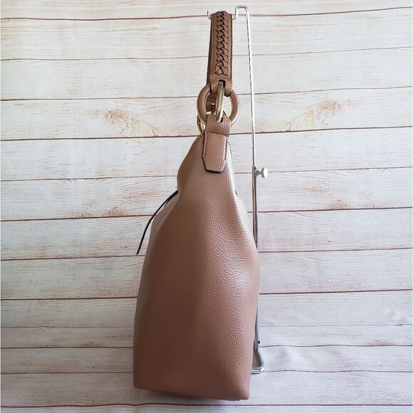 Calvin Klein Pebbled Faux Vegan Leather Ivy Novelty Hobo Satchel Caramel - Picture 3 of 14